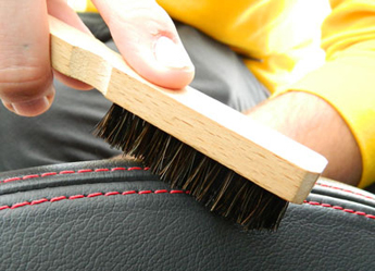 Natural Horse Hair Interior Detail Brush gently cleans leather stitching