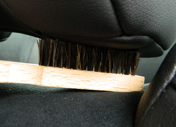 Natural Horse Hair Interior Detail Brush safely removes dirt from leather